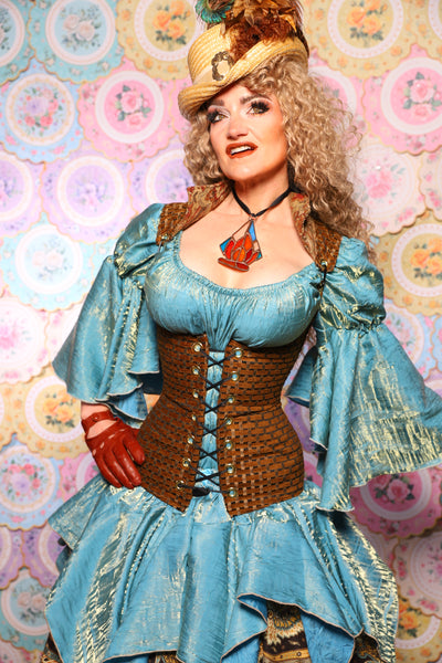 42. Vixen Corset w/collar in Beaver Basket Weave - The Minerally Mine Collection