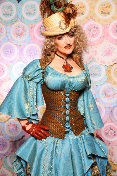 42. Vixen Corset w/collar in Beaver Basket Weave - The Minerally Mine Collection