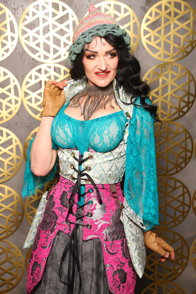 Cropped Vixen w/hardware *AND POCKETS* in Mint Freakshow Jacquard - The “Pick Pocket Princess” Collection