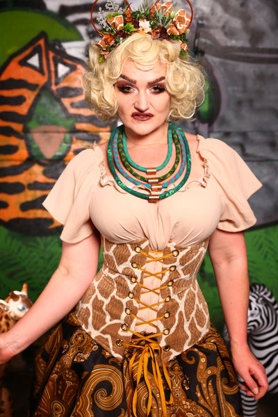 Wench Corset in Damsel in Giraffe Print Upholstery - Safari, So Good Collection