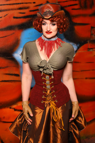 Torian Corset in Rodeo Red Corduroy - The Tumbleweed Collection