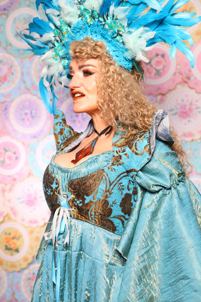 08. Cropped Faerie Corset in Turquoise & Bronze Medallion - The Minerally Mine Collection