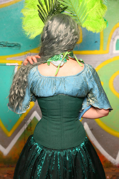 Wench/ Petite Wench Corset *2 Options* In Green Church Chair #38 - "Neptune's Gemstones” Collection