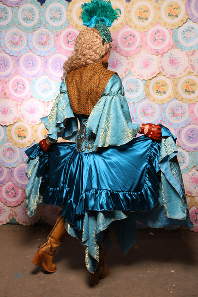 25. Mini Fairy Skirt w/ruffle in Peacock Teal Satin - The Minerally Mine Collection