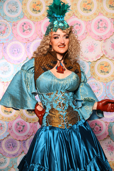 32. Petite Wench Underbust in Turquoise & Bronze Medallion - The Minerally Mine Collection