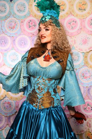 32. Petite Wench Underbust in Turquoise & Bronze Medallion - The Minerally Mine Collection