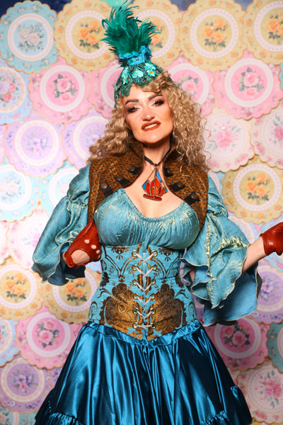 32. Petite Wench Underbust in Turquoise & Bronze Medallion - The Minerally Mine Collection