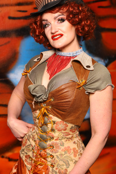 Cropped Overbust Voyager in Light Faux Leather *PLEASE order by BUST Measurement, NOT waist!* - The Tumbleweed Collection