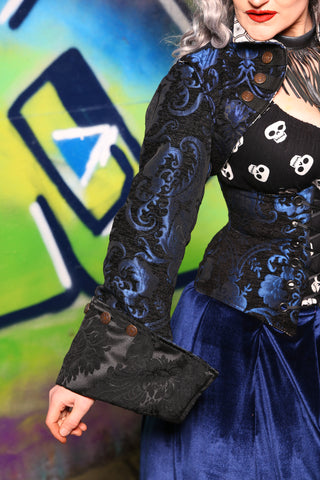 Detachable Buccaneer Sleeves in Blue & Black Medallion #09 - "Pieces of Eight" Collection