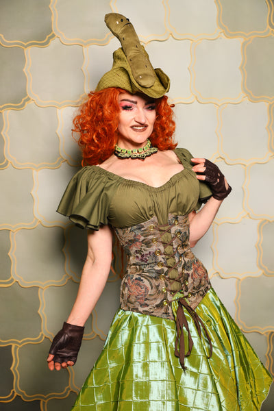 40. Wench Underbust Corset in Victorian Parlor Rose - The Brine for Bunny Collection
