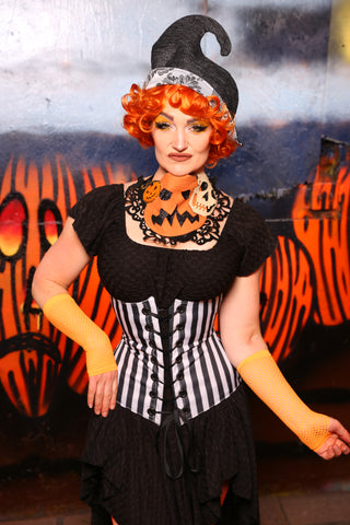 Wench Corset In Black & White Stripes #13 - "Cauldron Cakes Collection"