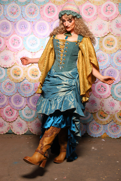 36. Swoon Skirt in Aqua Teal Pintuck - The Minerally Mine Collection