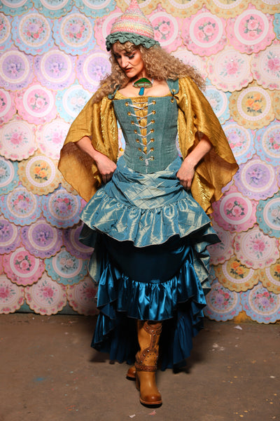 36. Swoon Skirt in Aqua Teal Pintuck - The Minerally Mine Collection