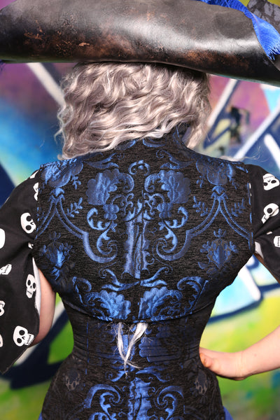 Sgt Pepper Vest in Blue & Black Medallion #37 - "Pieces of Eight" Collection