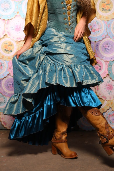 36. Swoon Skirt in Aqua Teal Pintuck - The Minerally Mine Collection