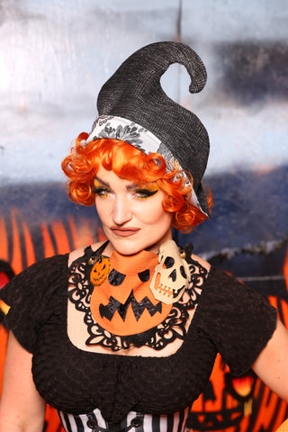 Witch Hat in Charcoal Sheen #17 -  "Cauldron Cakes Collection"