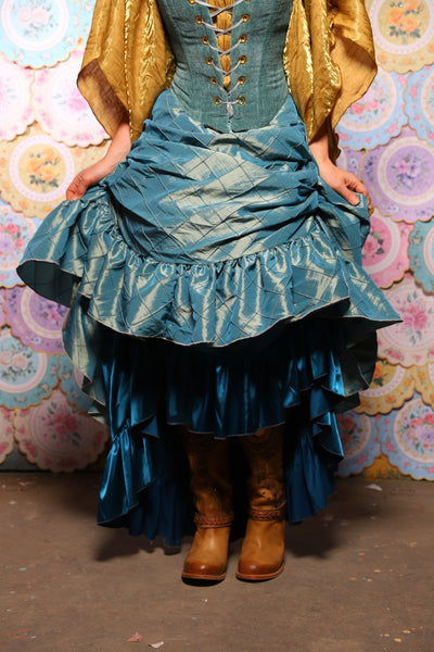 36. Swoon Skirt in Aqua Teal Pintuck - The Minerally Mine Collection
