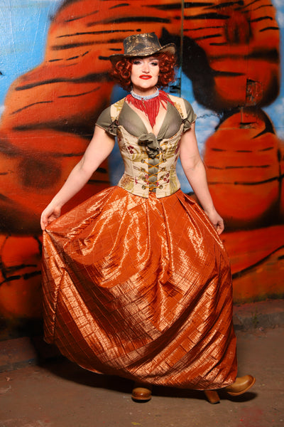 Tulip Skirt in Clementine Pintuck Taffeta - The Tumbleweed Collection