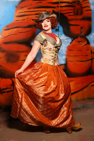 Tulip Skirt in Clementine Pintuck Taffeta - The Tumbleweed Collection