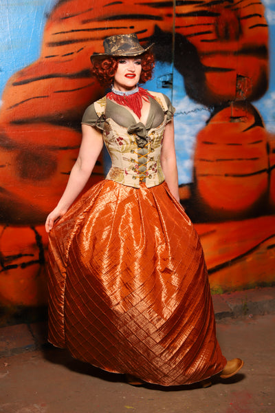 Tulip Skirt in Clementine Pintuck Taffeta - The Tumbleweed Collection