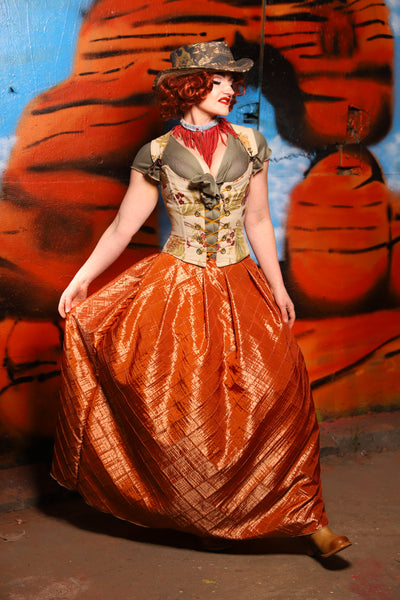 Tulip Skirt in Clementine Pintuck Taffeta - The Tumbleweed Collection