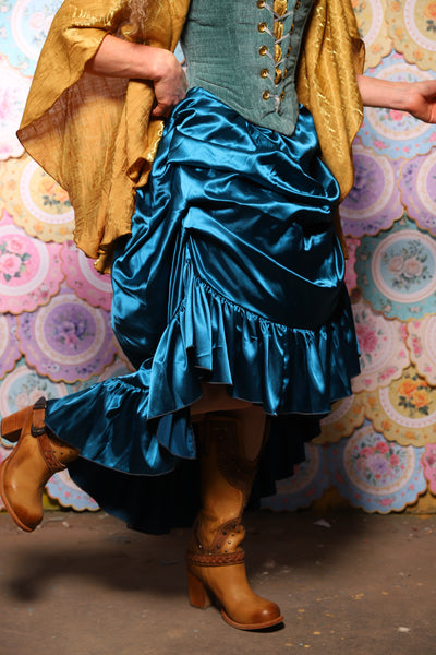 37. Swoon Skirt in Peacock Teal Satin - The Minerally Mine Collection