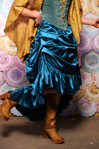 37. Swoon Skirt in Peacock Teal Satin - The Minerally Mine Collection