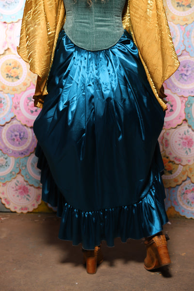 37. Swoon Skirt in Peacock Teal Satin - The Minerally Mine Collection