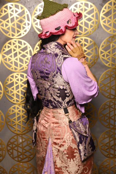 Cropped Vixen w/hardware *AND POCKETS* in Royalty Damask - The “Pick Pocket Princess” Collection