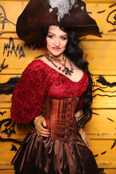 Wench Corset in Rust & Rum Stripe -  THE SWASHBUCKLERS: PART 1