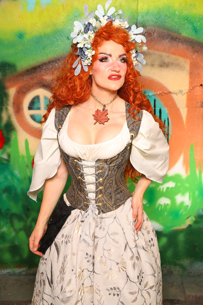 Maiden Bodice in Elder Gold Paisley - The "There & Back Again" Collection