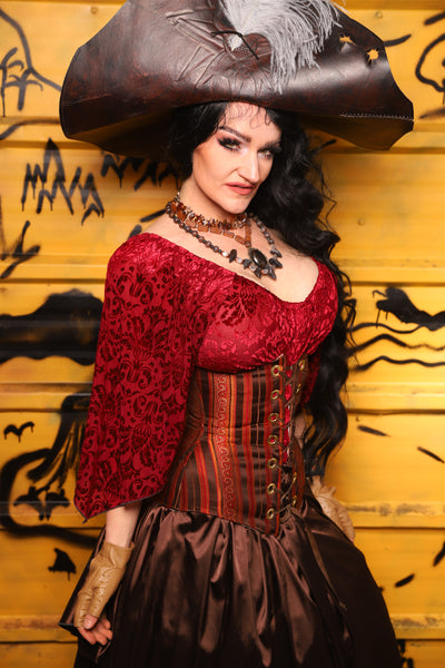 Wench Corset in Rust & Rum Stripe -  THE SWASHBUCKLERS: PART 1