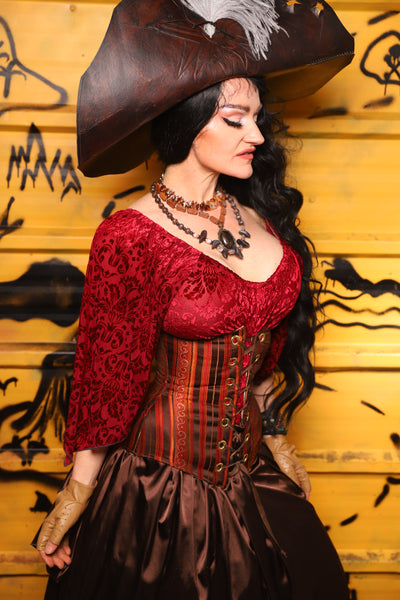 Wench Corset in Rust & Rum Stripe -  THE SWASHBUCKLERS: PART 1