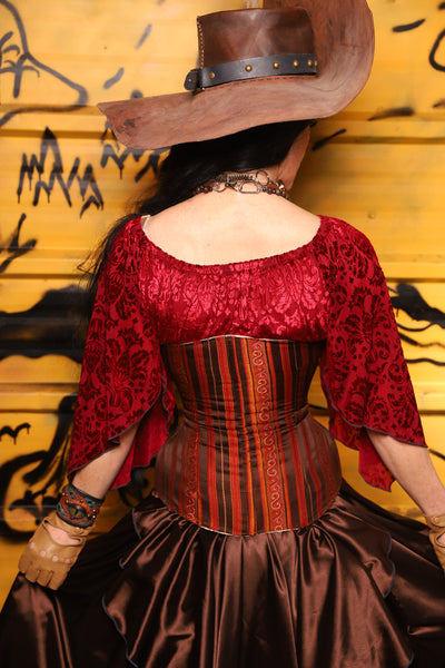 Wench Corset in Rust & Rum Stripe -  THE SWASHBUCKLERS: PART 1