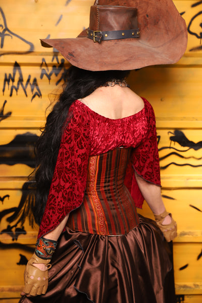 Wench Corset in Rust & Rum Stripe -  THE SWASHBUCKLERS: PART 1