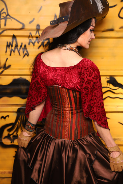 Wench Corset in Rust & Rum Stripe -  THE SWASHBUCKLERS: PART 1