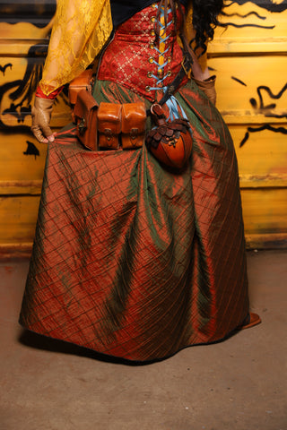 16. Tulip Skirt in Two Tone Tangerine & Green Pintuck/Tulip in Lake Blue Shimmer -  THE SWASHBUCKLERS: PART 1