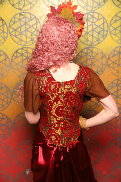 Elizabeth Corset in  Red & Gold Vine -  Bonfires, Blessings, and Blooms Collection