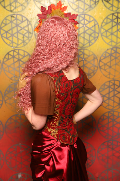 Elizabeth Corset in  Red & Gold Vine -  Bonfires, Blessings, and Blooms Collection