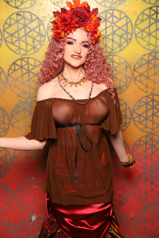 03. Breeze Blouse in Sheer Terrcotta - Bonfires, Blessings, and Blooms Collection