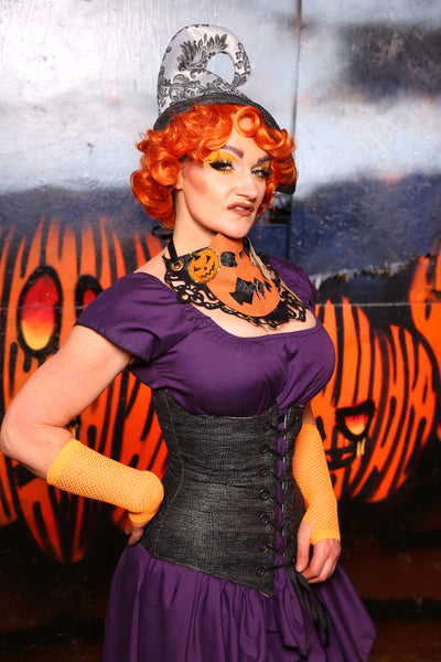 Wench Corset In Charcoal Sheen #14 -  "Cauldron Cakes Collection"