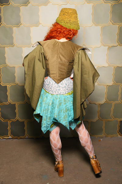 19. Double Layer Mini Fairy in Mermaid Pintuck with Turquoise Stretch Lace Overlay - The Brine for Bunny Collection