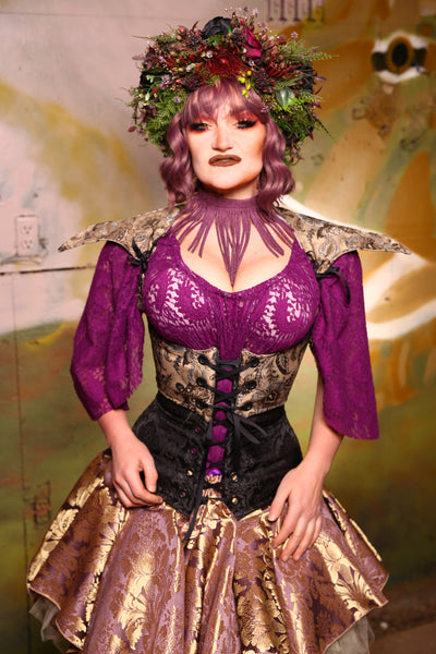Cropped Elf Corset in November Evening Floral - The Mystic Emporium Collection