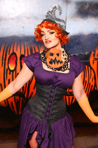 Wench Corset In Charcoal Sheen #14 -  "Cauldron Cakes Collection"