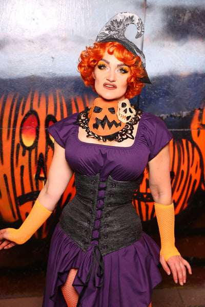 Wench Corset In Charcoal Sheen #14 -  "Cauldron Cakes Collection"