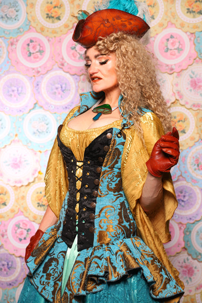 02. Buccaneer Corset in Turquoise & Bronze Medallion - The Minerally Mine Collection