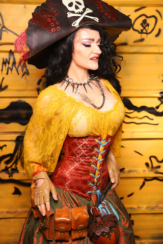 Classic blouse w/ leaf sleeves in Goldenrod Stretch -  THE SWASHBUCKLERS: PART 1