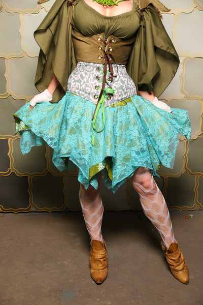 19. Double Layer Mini Fairy in Mermaid Pintuck with Turquoise Stretch Lace Overlay - The Brine for Bunny Collection
