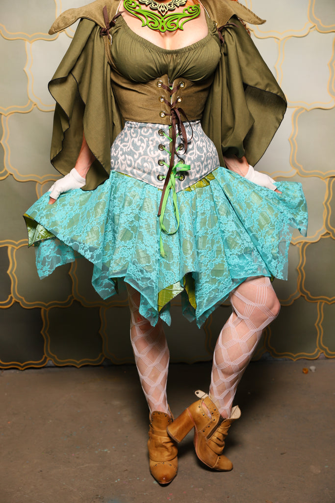 19. Double Layer Mini Fairy in Mermaid Pintuck with Turquoise Stretch Lace Overlay - The Brine for Bunny Collection