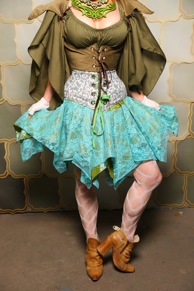 19. Double Layer Mini Fairy in Mermaid Pintuck with Turquoise Stretch Lace Overlay - The Brine for Bunny Collection